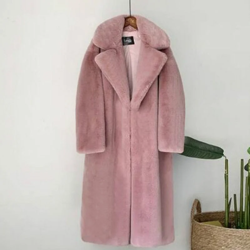 New Women Winter Warm Faux Fur Coat Thick Women Long Coat Turn Down Collar Women Warm Coat Casaco Feminino Hook-and-Loop Buckled Tied New Women Winter Warm Faux Fur Coat Thick Women Long Coat Turn Down Collar Women Warm Coat Casaco Feminino Hook-and-Loop Buckled Tied
