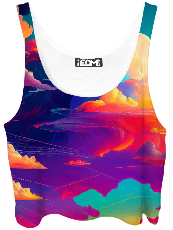 Psychedelic Clouds Crop Top Thin Crop Top Open Front Quick Dry