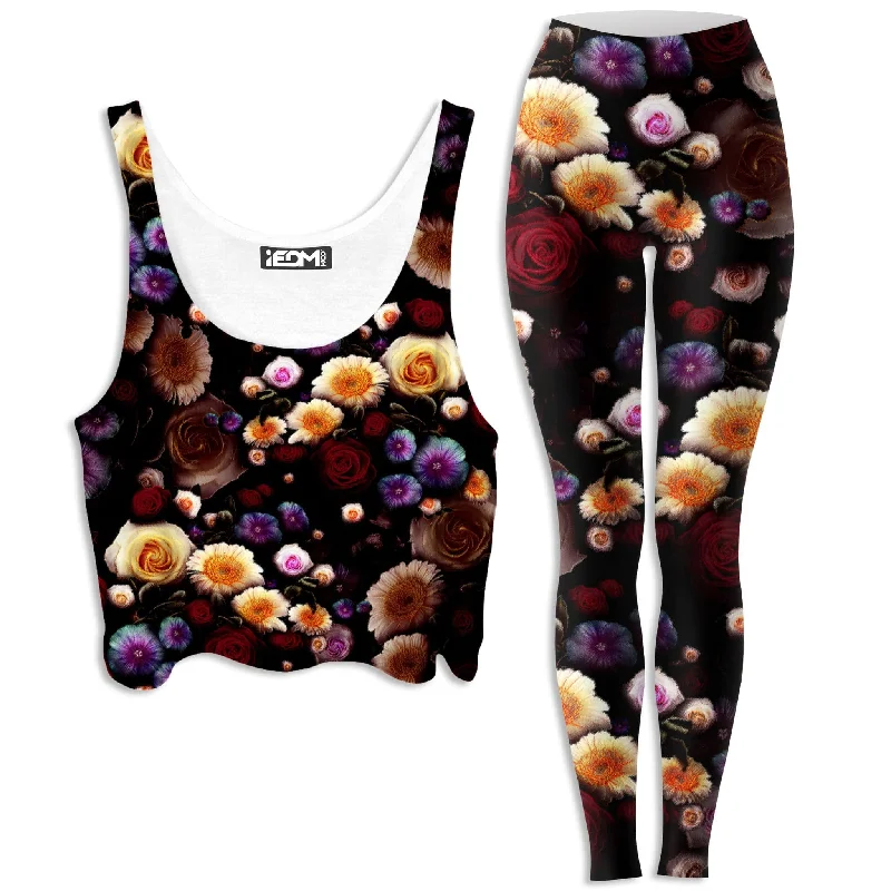 Daylight Bloom Crop Top and Leggings Combo Elegant Classic Vintage