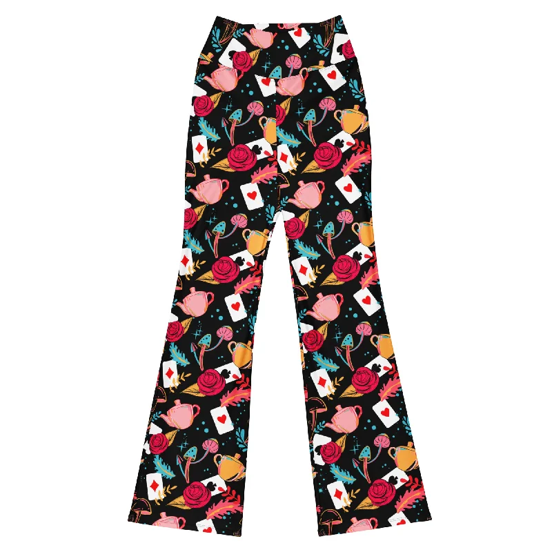Curiouser And Curiouser Flare Leggings Comfortable Capri-Length Leggings