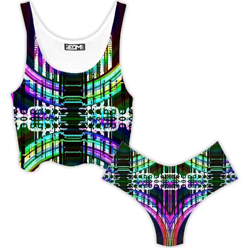Astral Gate Crop Top and Booty Shorts Combo Houndstooth Herringbone Solid