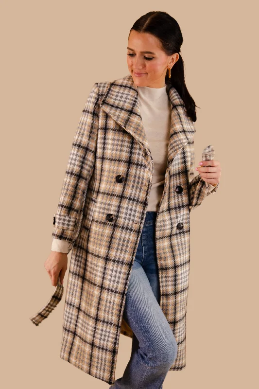 Venturing Into The City Coat Square Neck One-Shoulder Off-the-Shoulder