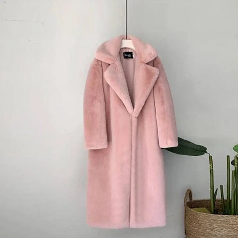 New Women Winter Warm Faux Fur Coat Thick Women Long Coat Turn Down Collar Women Warm Coat With Belt Casaco Feminino Hooded Caped Scarf New Women Winter Warm Faux Fur Coat Thick Women Long Coat Turn Down Collar Women Warm Coat With Belt Casaco Feminino Hooded Caped Scarf