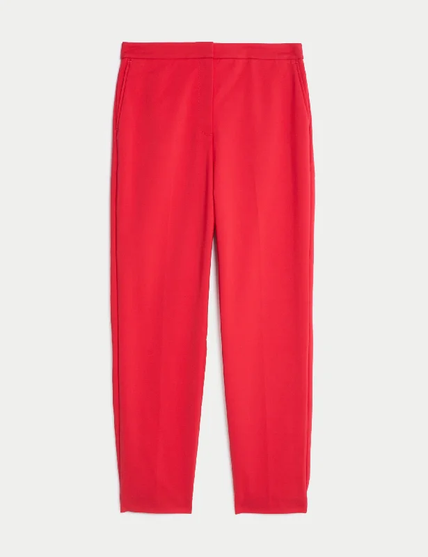 Cotton Blend Slim Fit Ankle Grazer Trousers Trousers Evening Elegant