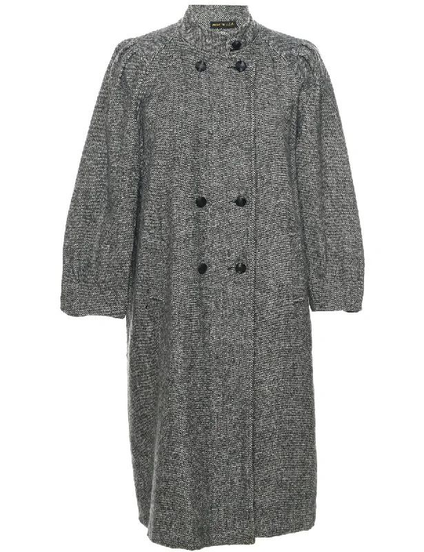 Double Breasted Wool Coat - M Buttoned Zippered Snapped