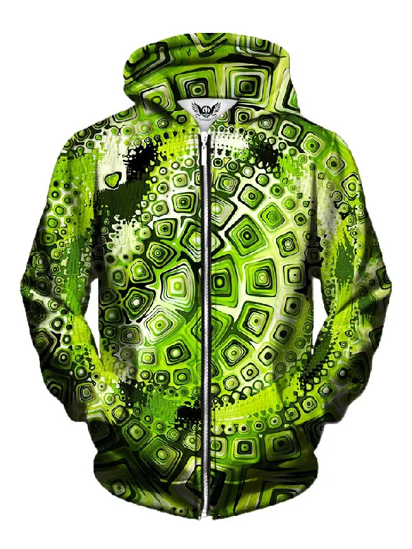 Retro Spec Geometric Mandala Zip-Up Hoodie Hoodie with Strings Custom Fit Adjustable