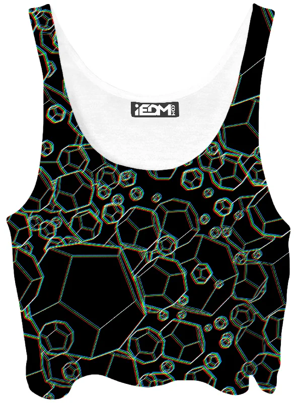 Dodecahedron Madness Glitch Crop Top Welt Pockets Slit Pockets Flap Pockets