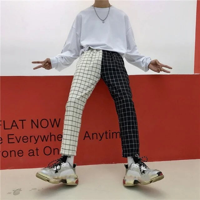 white black pants
