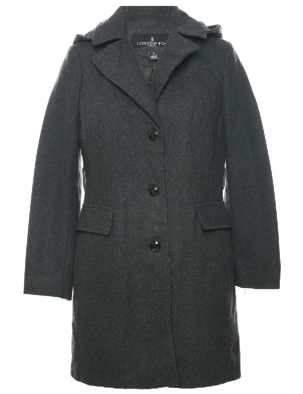 London Fog Wool Coat - S Cuffed Rolled Raglan