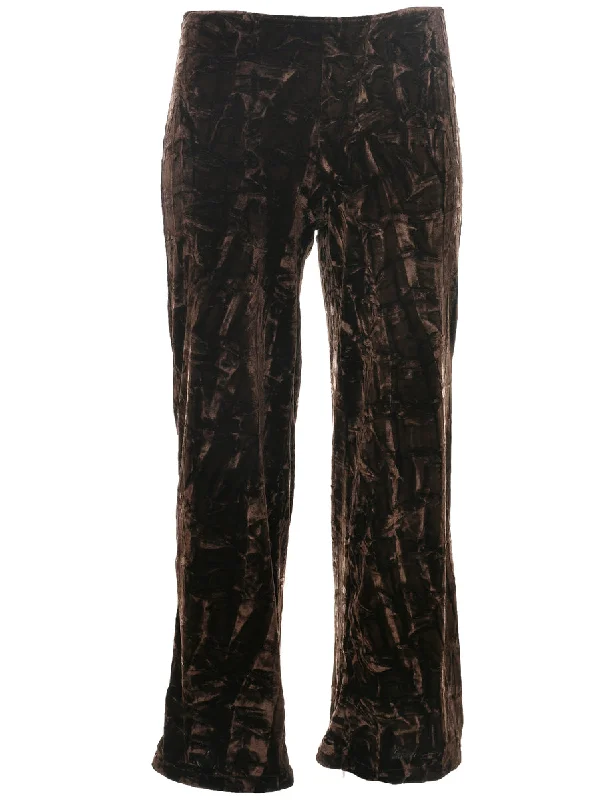Velvet Fabric Trousers - W25 L26 High Waist Slim Fit Ankle Length