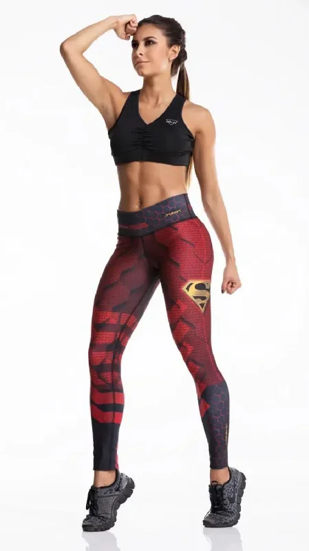 Workout Superman Superhero Colombian Leggings Stylish Capri Leggings