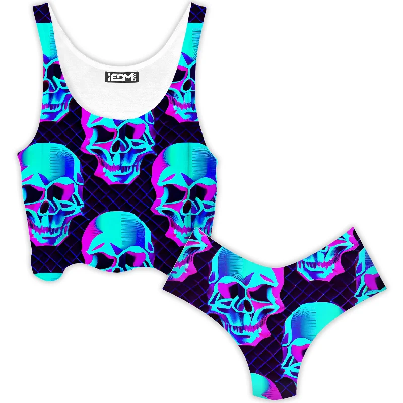 Night Trek Crop Top and Booty Shorts Combo Crop Top Seamless Stretchy