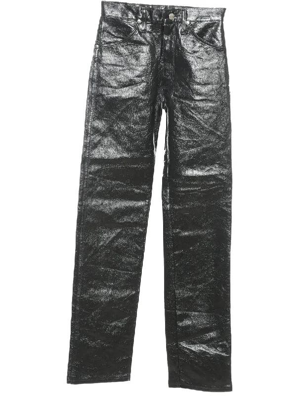 Wrangler Black Faux Leather Trousers - W26 L33 Trousers Versatile Stylish