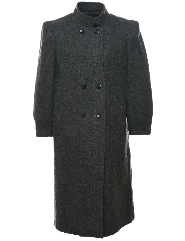 Double Breasted Wool Coat - M Fitted Loose Oversized