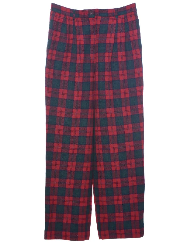 Wool Pendleton Checked Pattern Trousers - W31 L30 Trousers Designer Luxury
