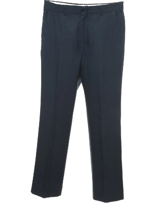 Navy Straight-Fit Trousers - W34 L31 Trousers Print Floral