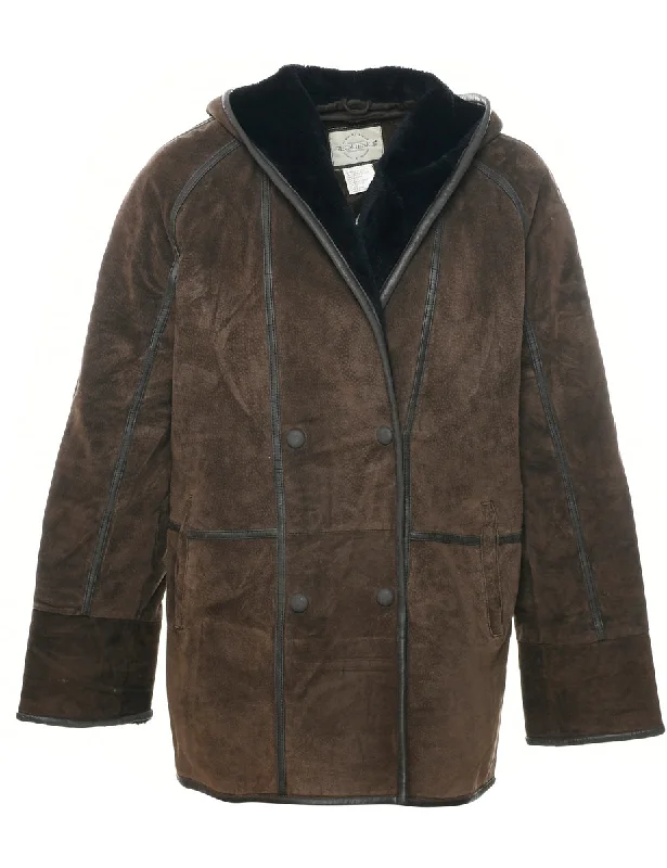 Suede Hooded Coat - M Hooded Jacket Zipper Jacket Button Jacket