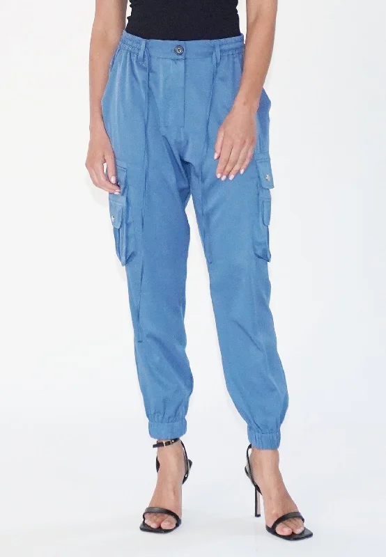 GLOW BLUE CARGO TROUSERS Trousers Harem Relaxed Fit