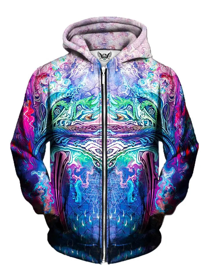 Symetricity Visionary Art Zip-Up Hoodie Hoodie with Contrast Stitching Detailed Premium Symetricity Visionary Art Zip-Up Hoodie Hoodie with Contrast Stitching Detailed Premium