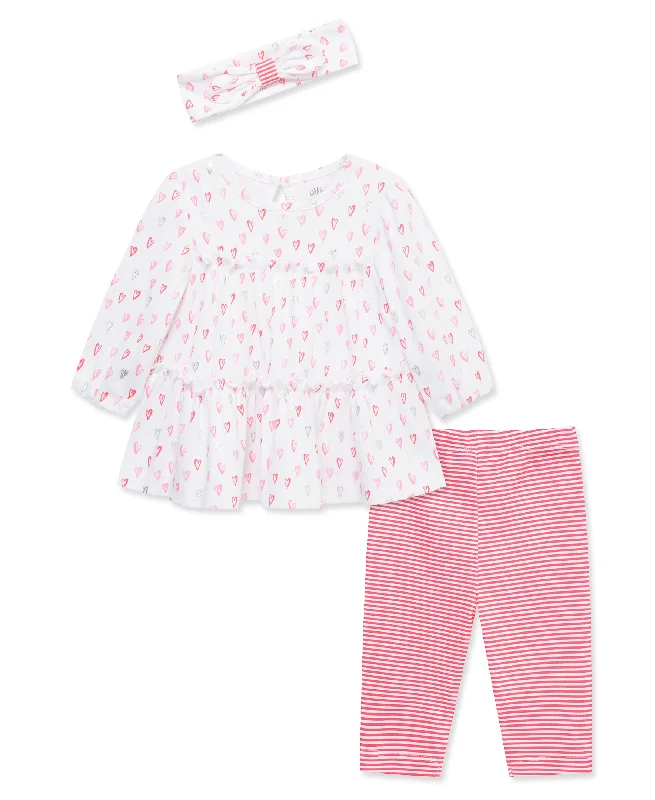 Hearts Tunic & Legging Set Trendy Color Block Leggings