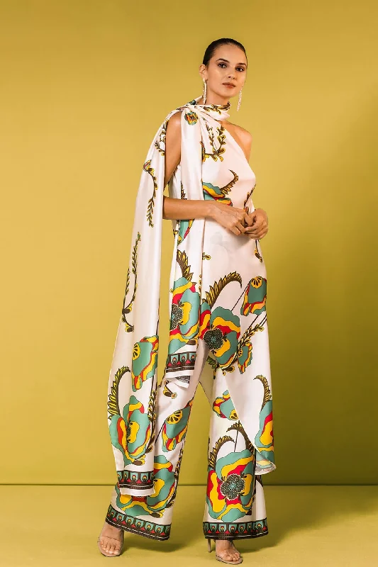 Patterned set top and trousers Trousers Palazzo Wide Leg