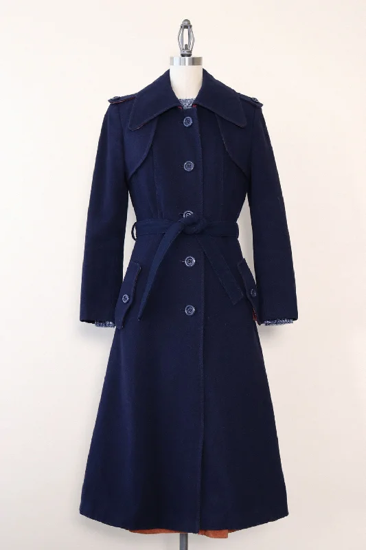Navy Blue Long Tailored Coat XS/S Blouse Shirt Tunic