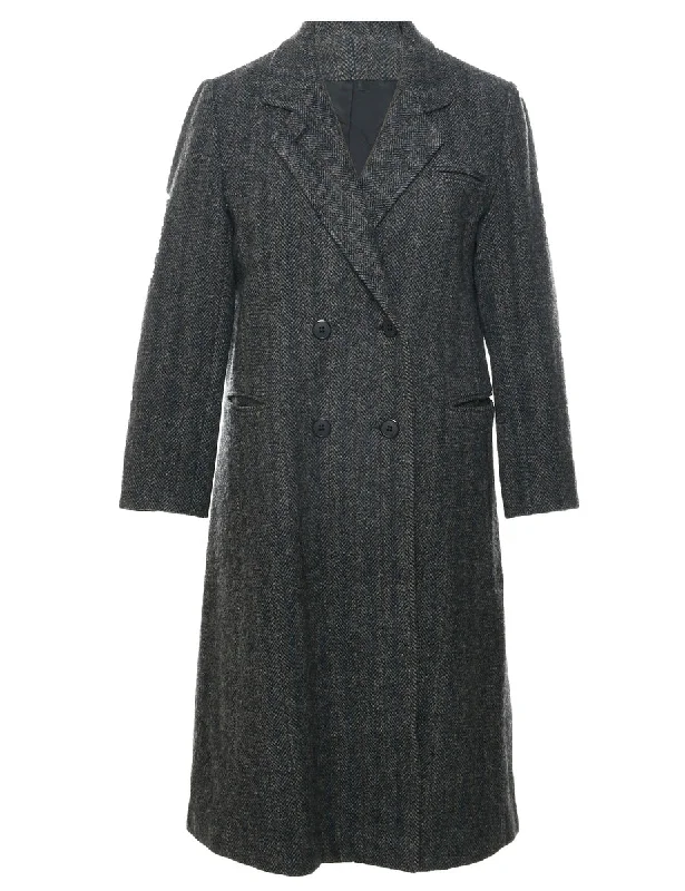 Herringbone Tweed Wool Coat - L A-Line Ball Gown Mermaid