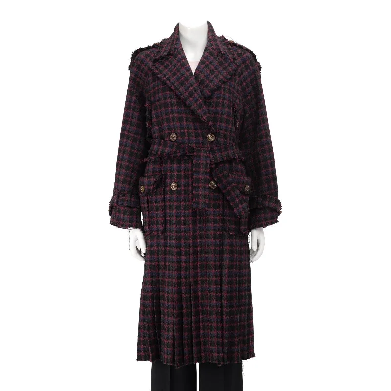 Chanel Burgundy Tweed Paris to Edinburgh Coat FR 40 Bodycon Sheath Shift