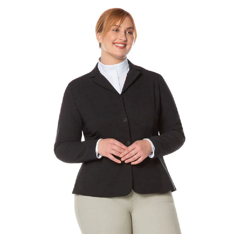 40398 Kerrits Women's Stretch Competitor 3 Snap Show Coat - Black Satin Silk Chiffon