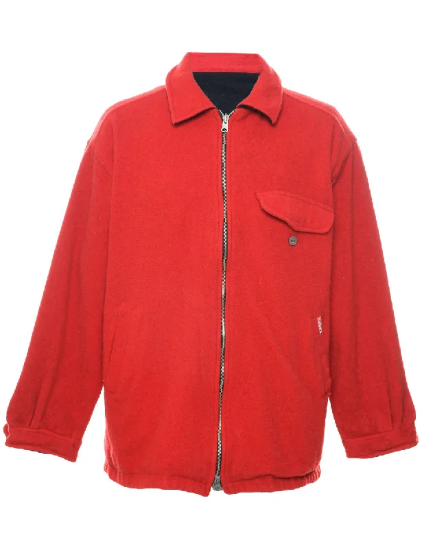 Red Wool Coat - XL Anorak Windbreaker Fleece