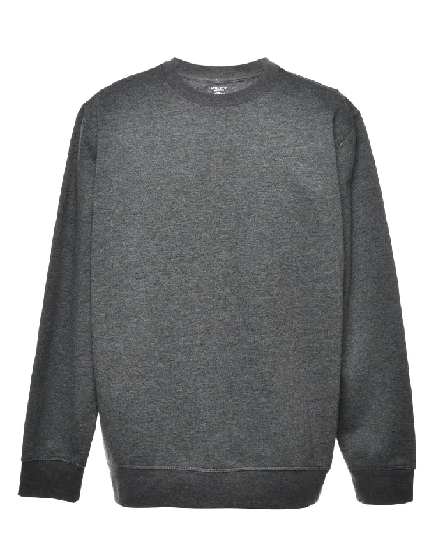 Grey Plain Sweatshirt - M Hoodie with Belted Waist Structured Tailored