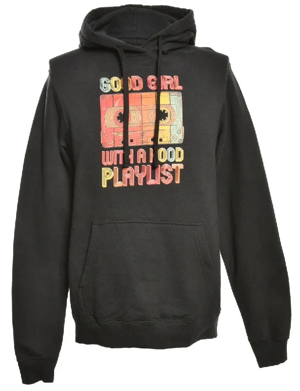 Good Girl Printed Hoodie - M Hoodie with Elastic Cuffs Stretchable Comfortable