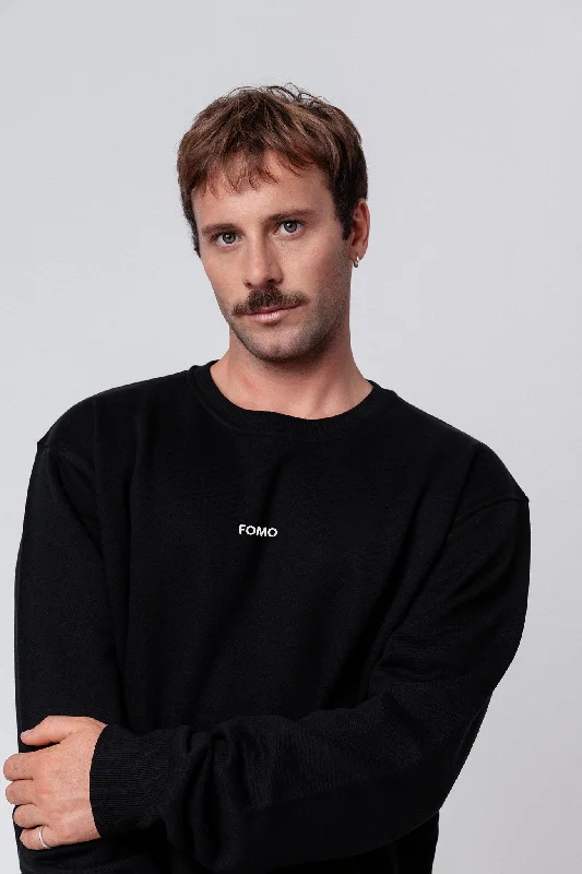 Fomo | Bestickter Bio-Baumwoll Unisex Pullover Asymmetrical Hem Sweater
