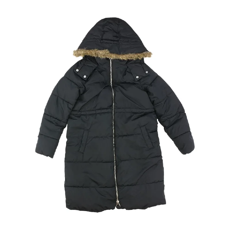Black Solid Puffer Coat Tweed Herringbone Houndstooth