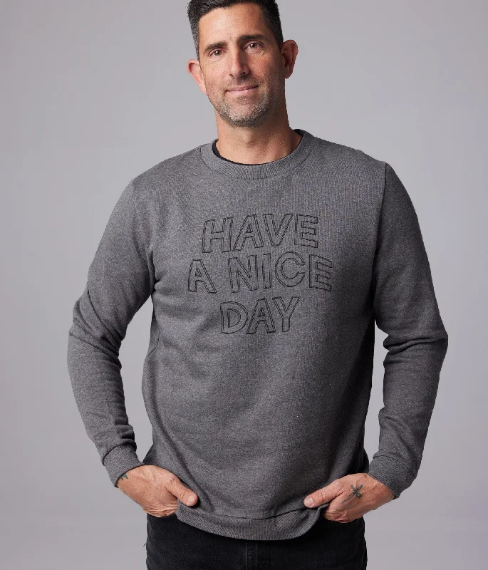 Have A Nice Day Unisex Pullover - Heather Grey Wide Sleeve Pullover