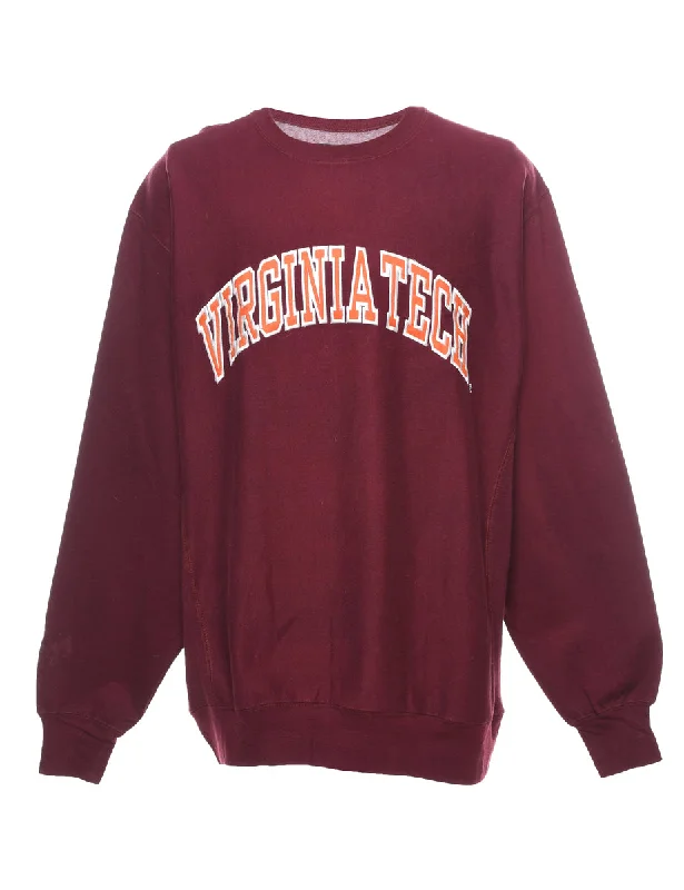 Embroidered Virginia Tech Maroon & Orange Printed Sweatshirt - XL Hoodie with Patch Decorative Personalized Embroidered Virginia Tech Maroon & Orange Printed Sweatshirt - XL Hoodie with Patch Decorative Personalized