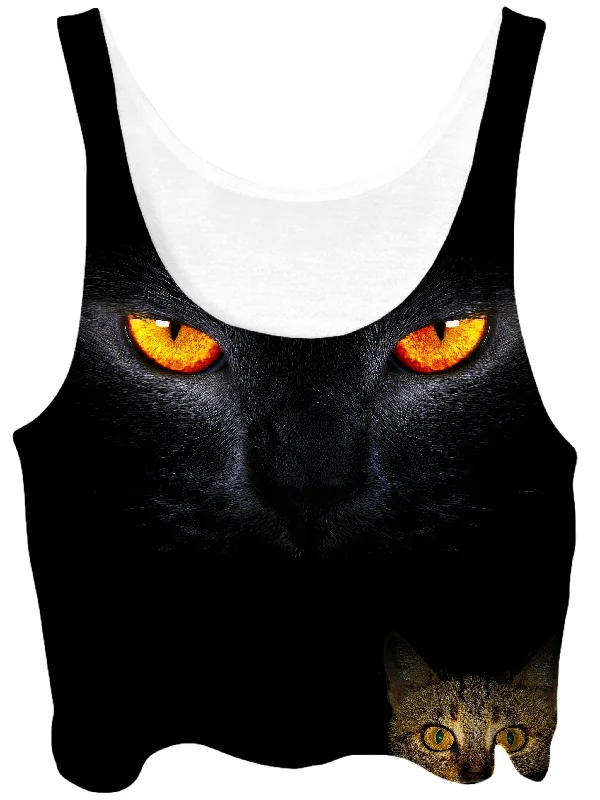 Cat Creep Crop Top Collared Crew Neck Turtle Neck