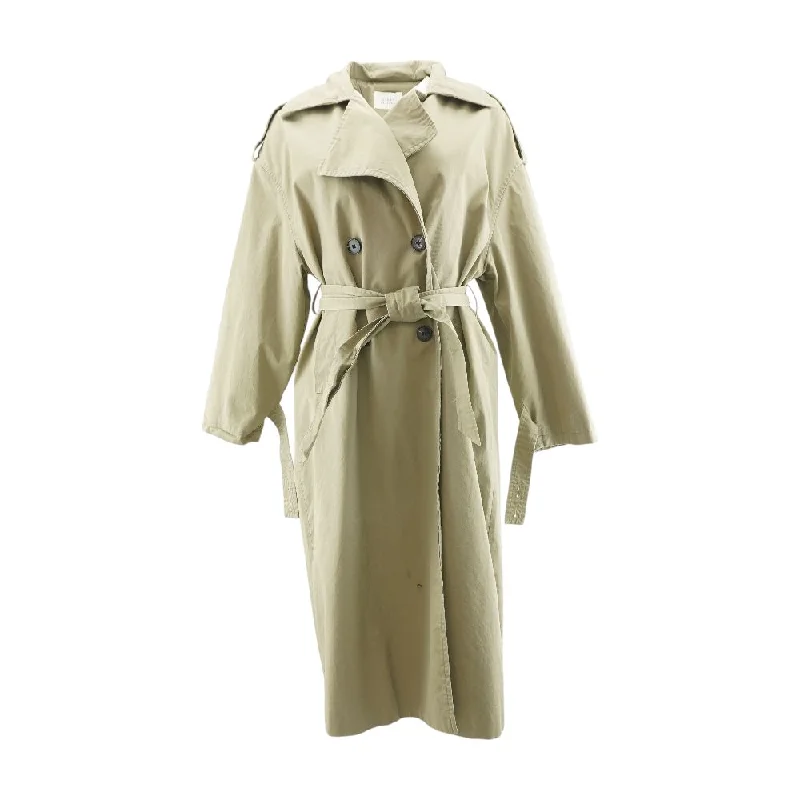 Khaki Solid Coat Shawl Collar Notch Collar Lapel Collar
