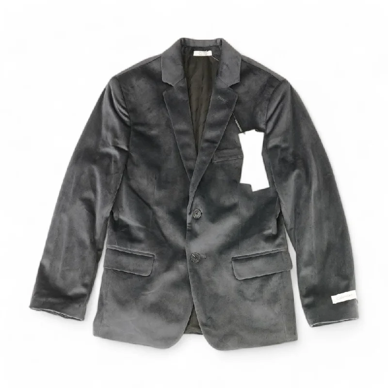 Gray Solid Sport Coat Parka Anorak Hoodie