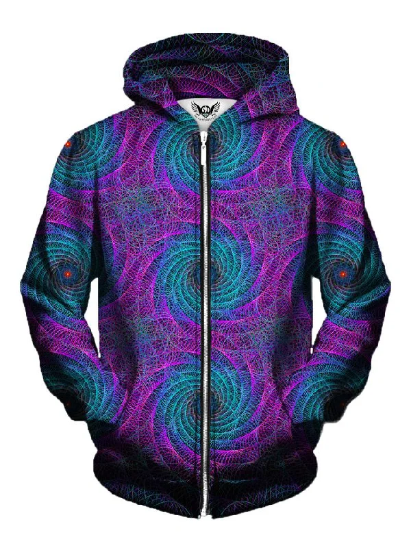 Vortex Spiral Fractal Zip-Up Hoodie Hoodie Crop Top Short Trendy