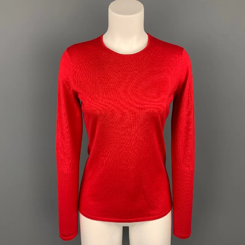 RALPH LAUREN Black Label Size M Red Jersey Cashmere / Silk Pullover Cowl Neck Pullover