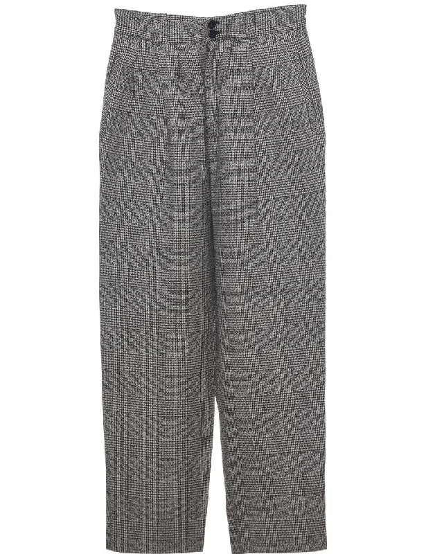 Wool Checked Pattern Trousers - W28 L27 Trousers Running Lightweight
