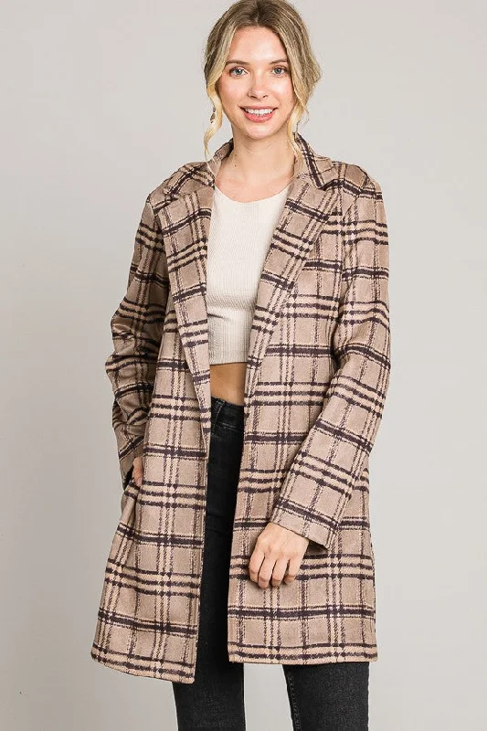Motives Plaid Suede Coat A-Line Ball Gown Mermaid