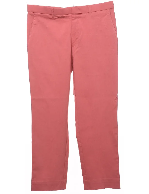 Tommy Hilfiger Pink Straight-Fit Trousers - W33 L32 Trousers Custom Made