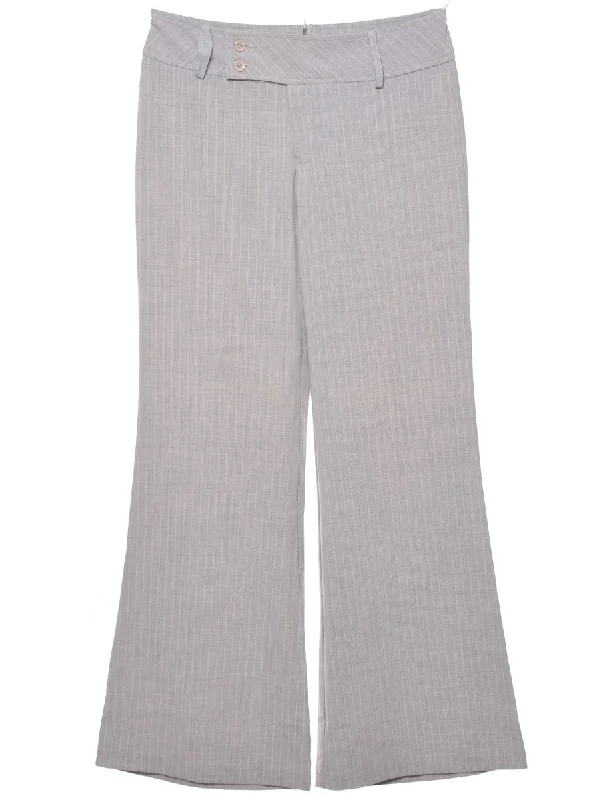 Striped Pattern Trousers - W30 L32 Cropped Trousers Casual Linen