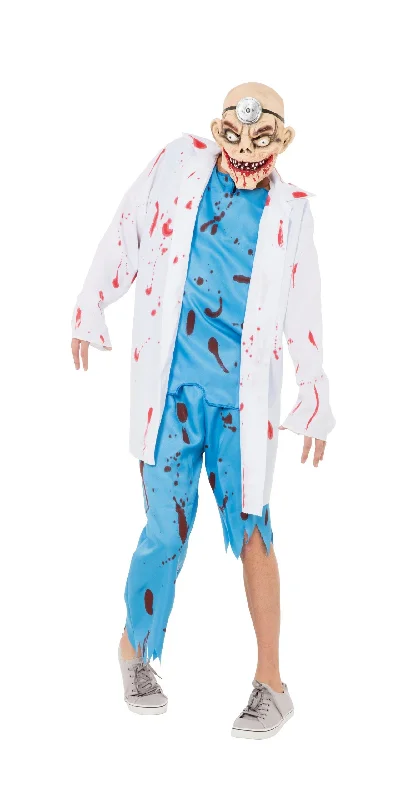 Mad Surgeon Coat Tousers + Mask Adult Costume Male Chest Size 44" Sequined Lace Ribbed