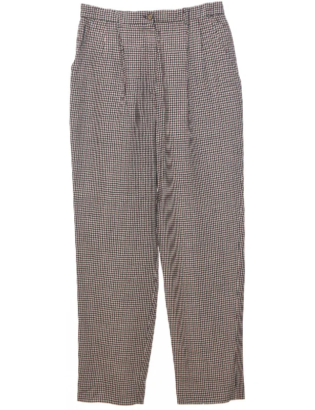 Wool Houndstooth Trousers - W30 L29 Trousers Wedding White