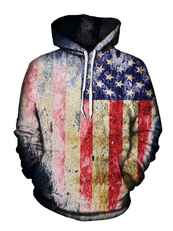 Tattered Flag Pullover Art Hoodie Hoodie with Mesh Breathable Sporty