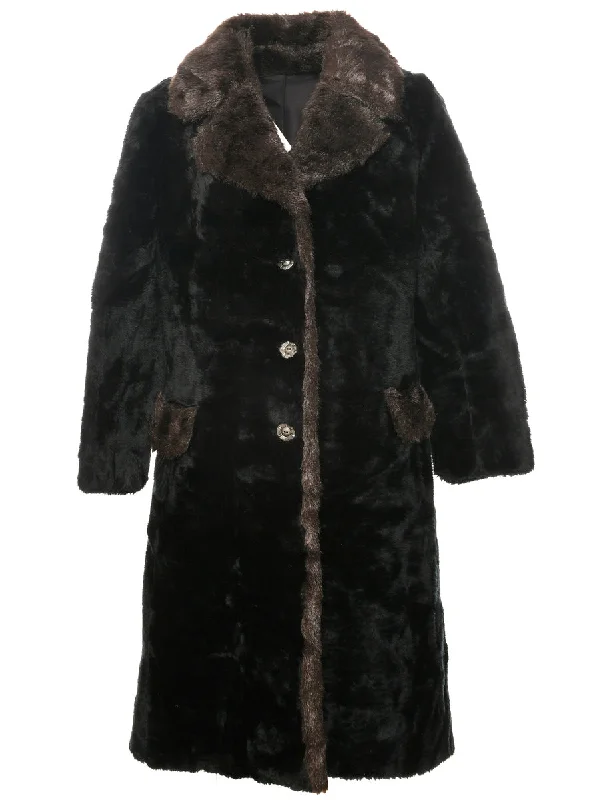 Black Faux Fur Coat - M Vest Waistcoat Gilet