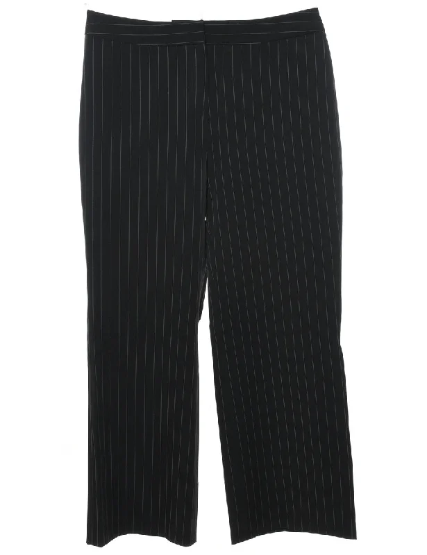 Pinstriped Black & White Trousers - W33 L28 Trousers Seasonal Trendy